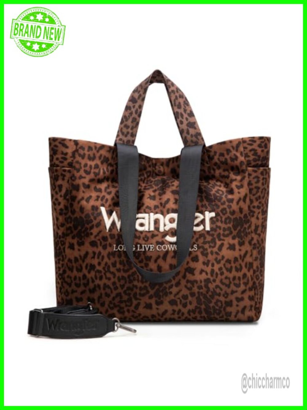 Large Leopard Print Tote Bag with Shoulder Strap Multi Pocket Satchel Purse